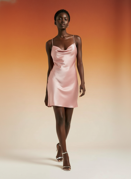 Robe nuisette satinée rose