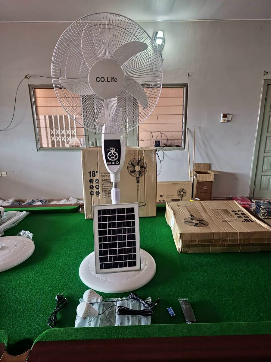 Solar rechargeable fan
