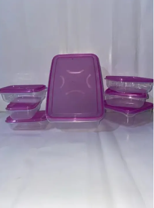 IKEA STYLE FOOD CONTAINERS, THUMB LOCK FOOD CONTAINER, STACKABLE PLASTIC STORAGE BOXES ( 7PC SET)