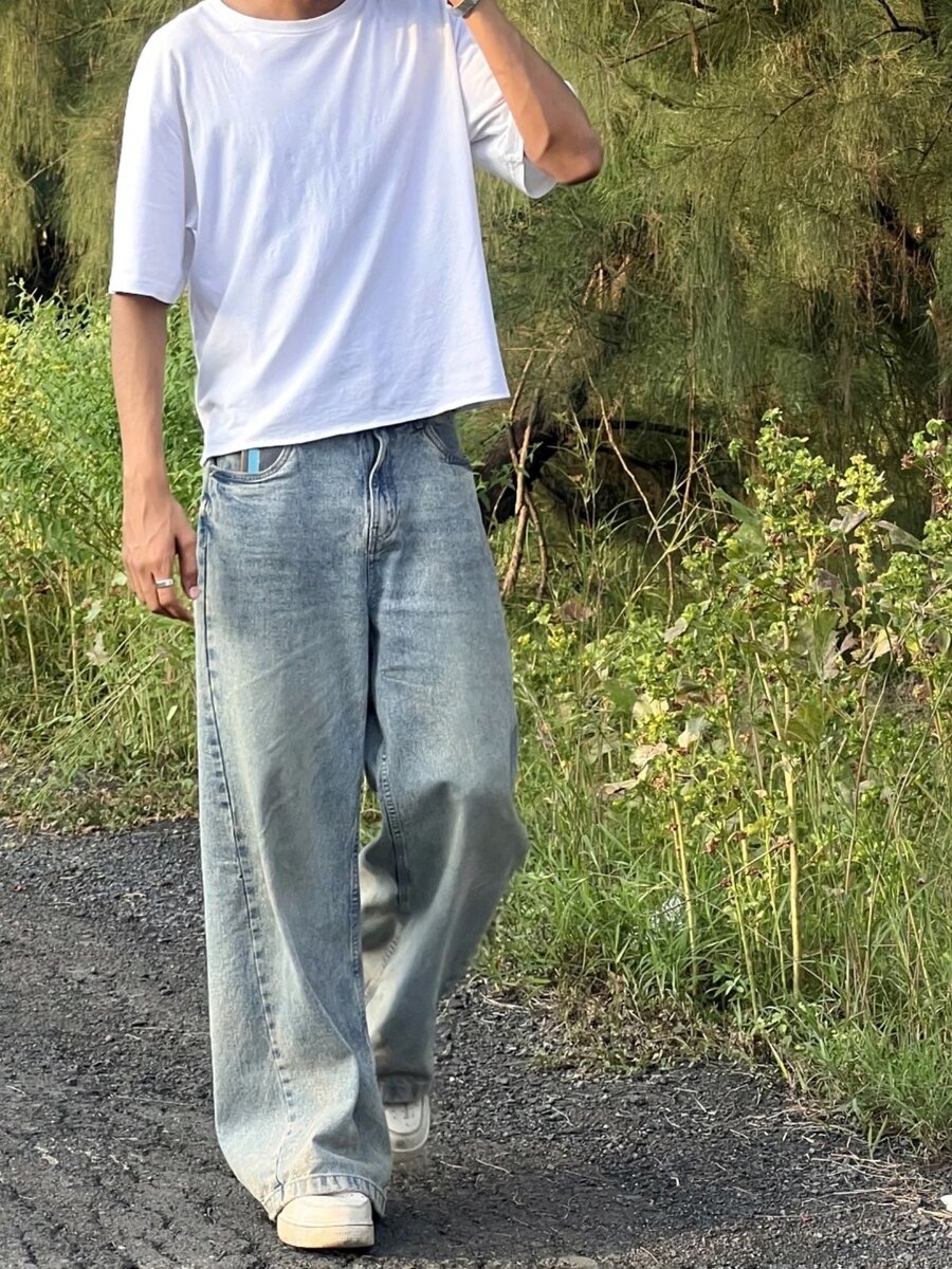 Jean large unisexe tendance