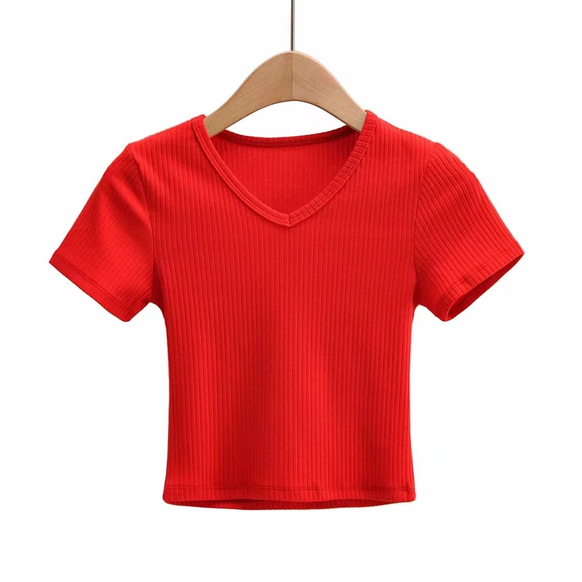T-shirt court en V