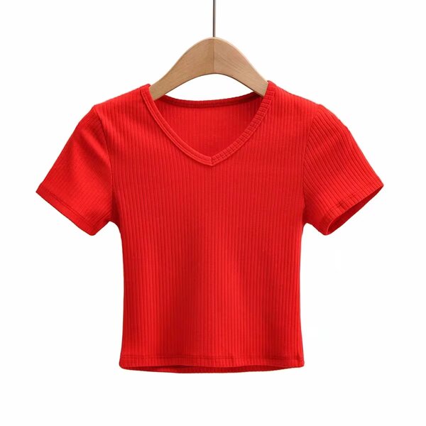T-shirt court en V