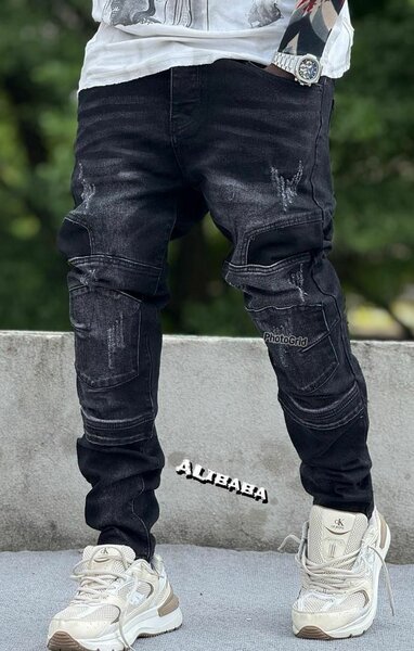 Jeans moto déchirés homme