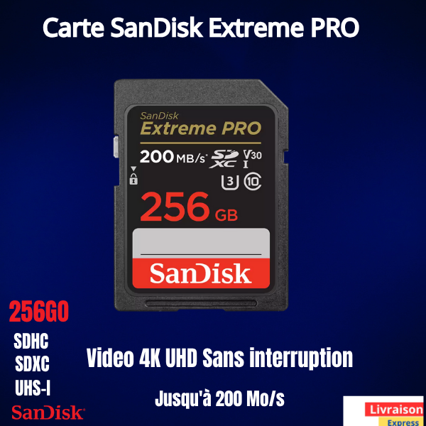 Carte SD SanDisk Extreme PRO 256GB