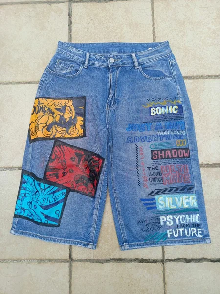 Short en jean Sonic custom