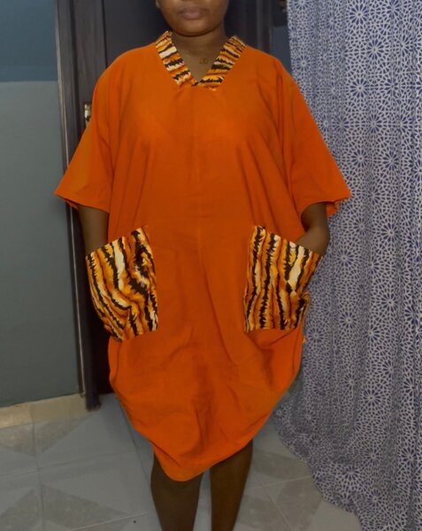Robe ample orange à poches