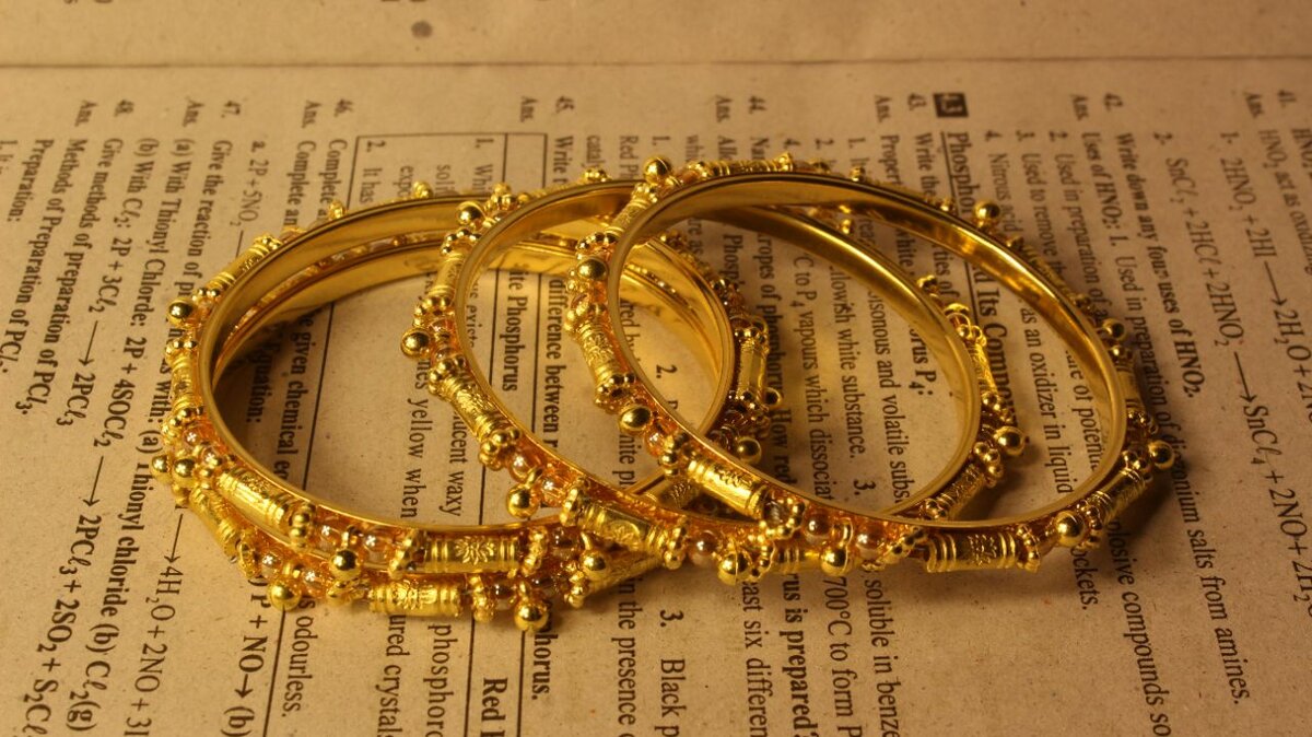 Unique Antique Gold Pearls Design Bangles