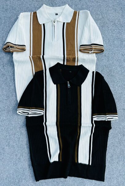 Polo Rayé en Tricot pour Hommes