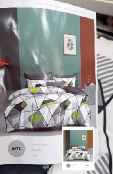 6pcs Duvet set 💚🤍🩶