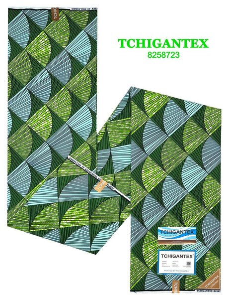 Tissu Coton Wax Vert Imprimé