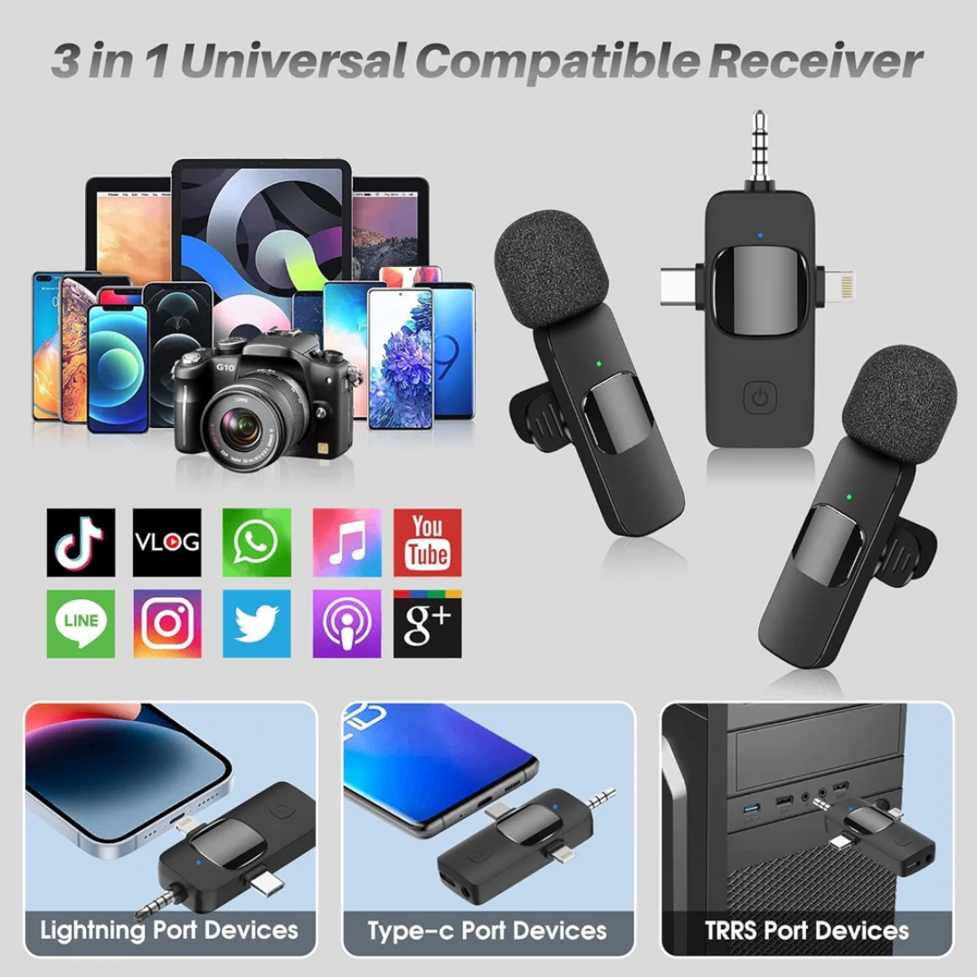 Microphone sans fil 3-en-1