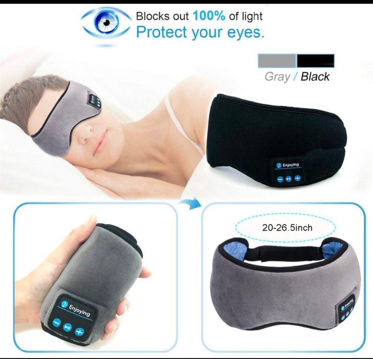 Bandeau De Sommeil Bluetooth Sans Fil, Dormir Doux Anti Brui