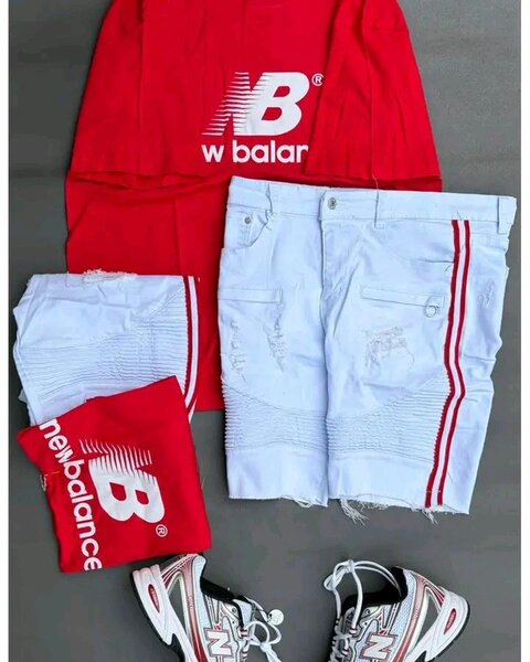 Short New Balance homme blanc et rouge