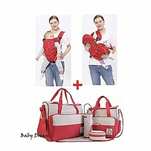 Kangourou + Sac à Langer 5 Pièces-Rouge