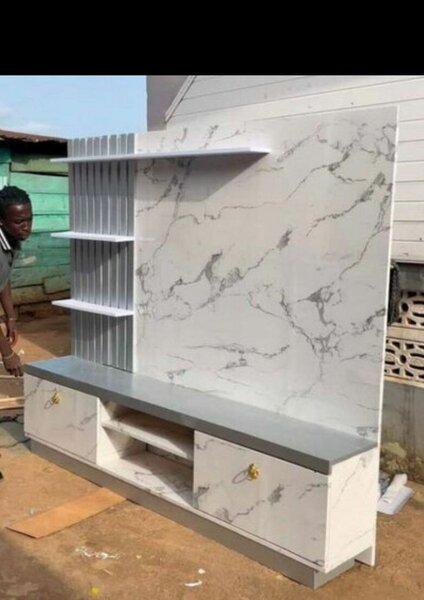 Meuble TV moderne en marbre blanc