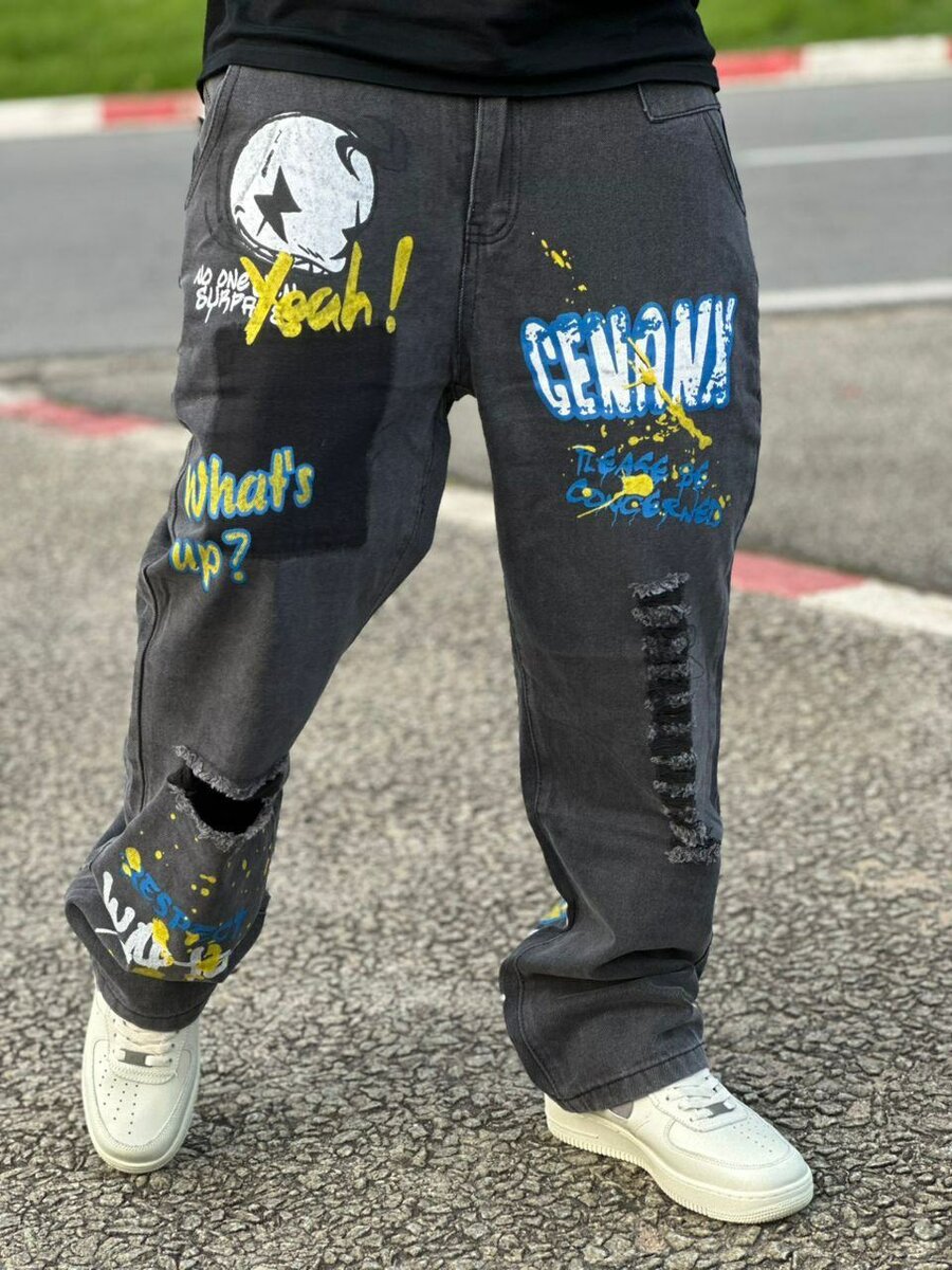 Jeans streetwear décontracté graffiti