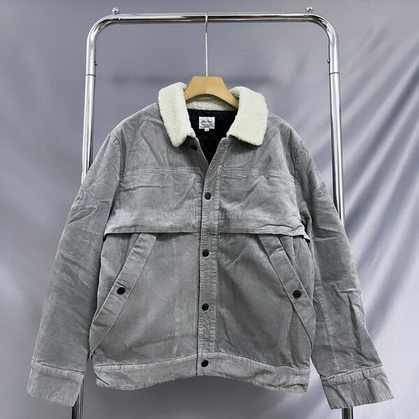 Corduroy jacket with borg collar