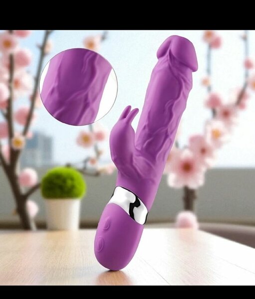 Gode Vibrant Violet avec Textures et Anneau