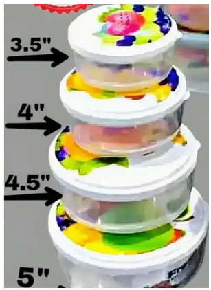 Food Container Bowl Microwave Safe BPA Free Plastic Bowl - 4 Pcs Set Storage Jar, Box, Multipurpose Bowl Fine Quality - Fresh Keeping Bowl Set