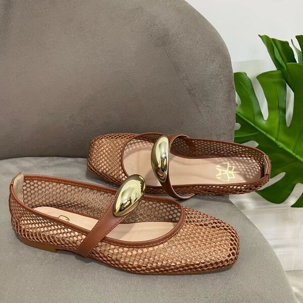 Mules en maille métallique dorée