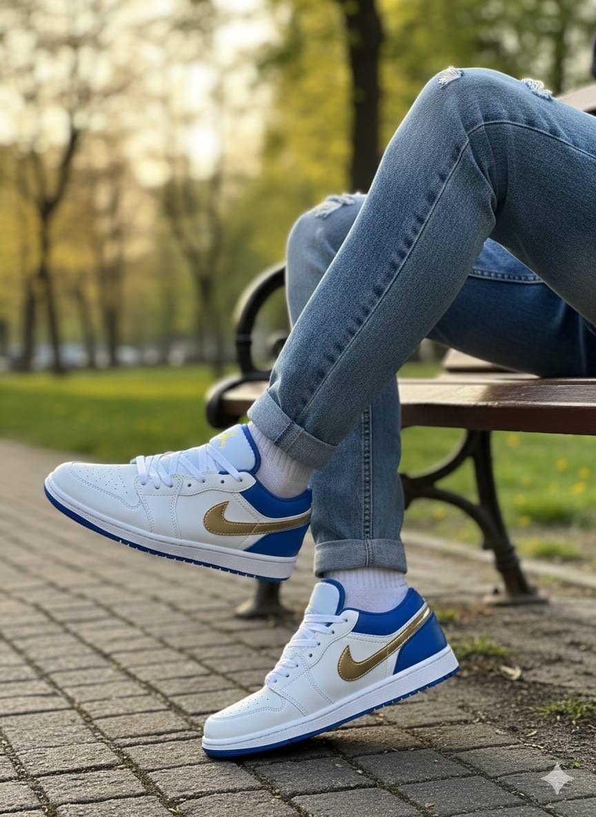 Chaussures Nike blanches et bleues pour homme