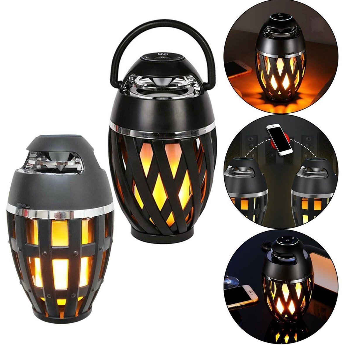 Enceinte Bluetooth sans fil avec effet de flamme atmosphériq