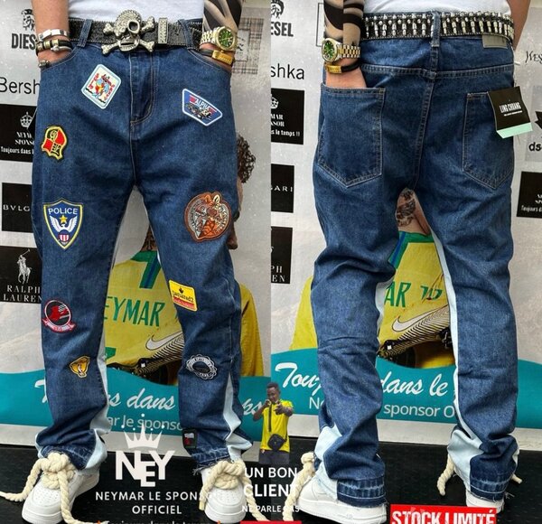 Jeans Homme Patchwork Mode