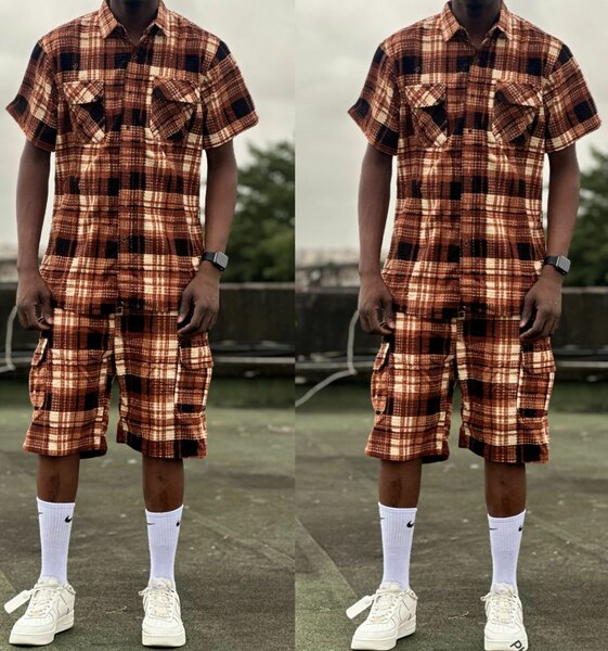 Ensemble chemise et short à carreaux