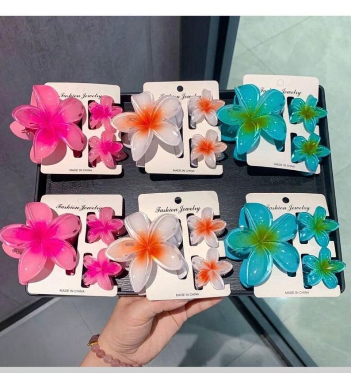 Pinces à cheveux fleur style tropical