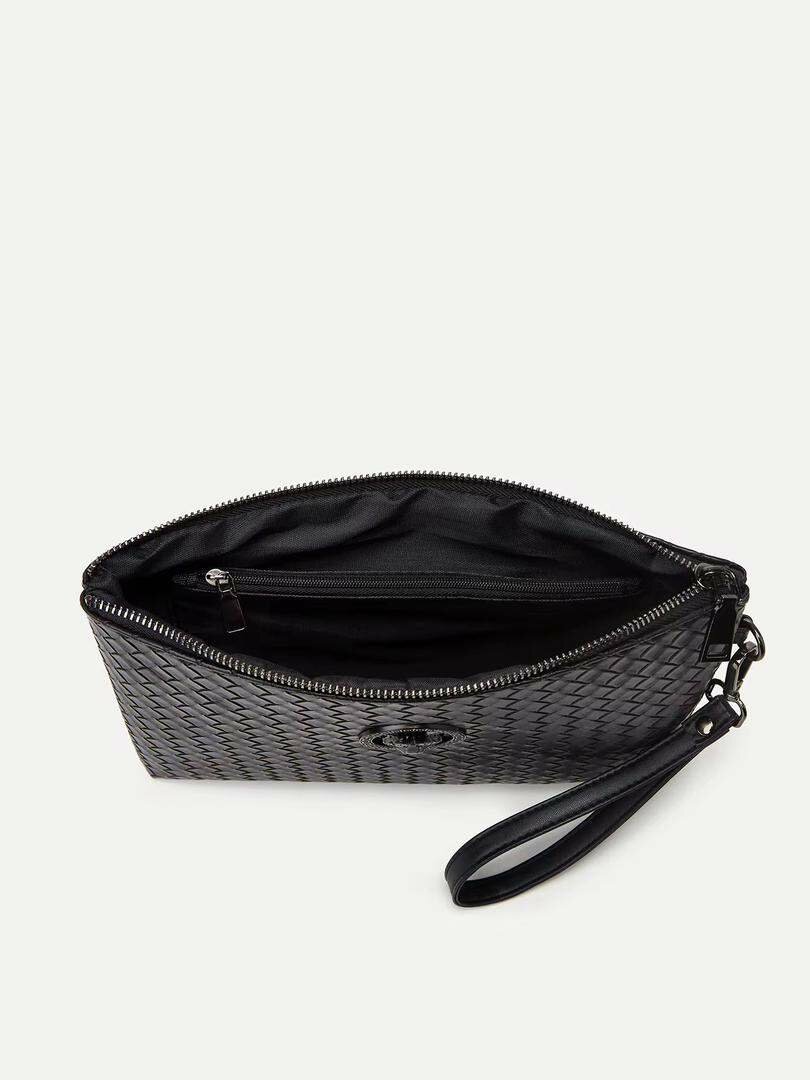 Pochette en cuir noir élégante