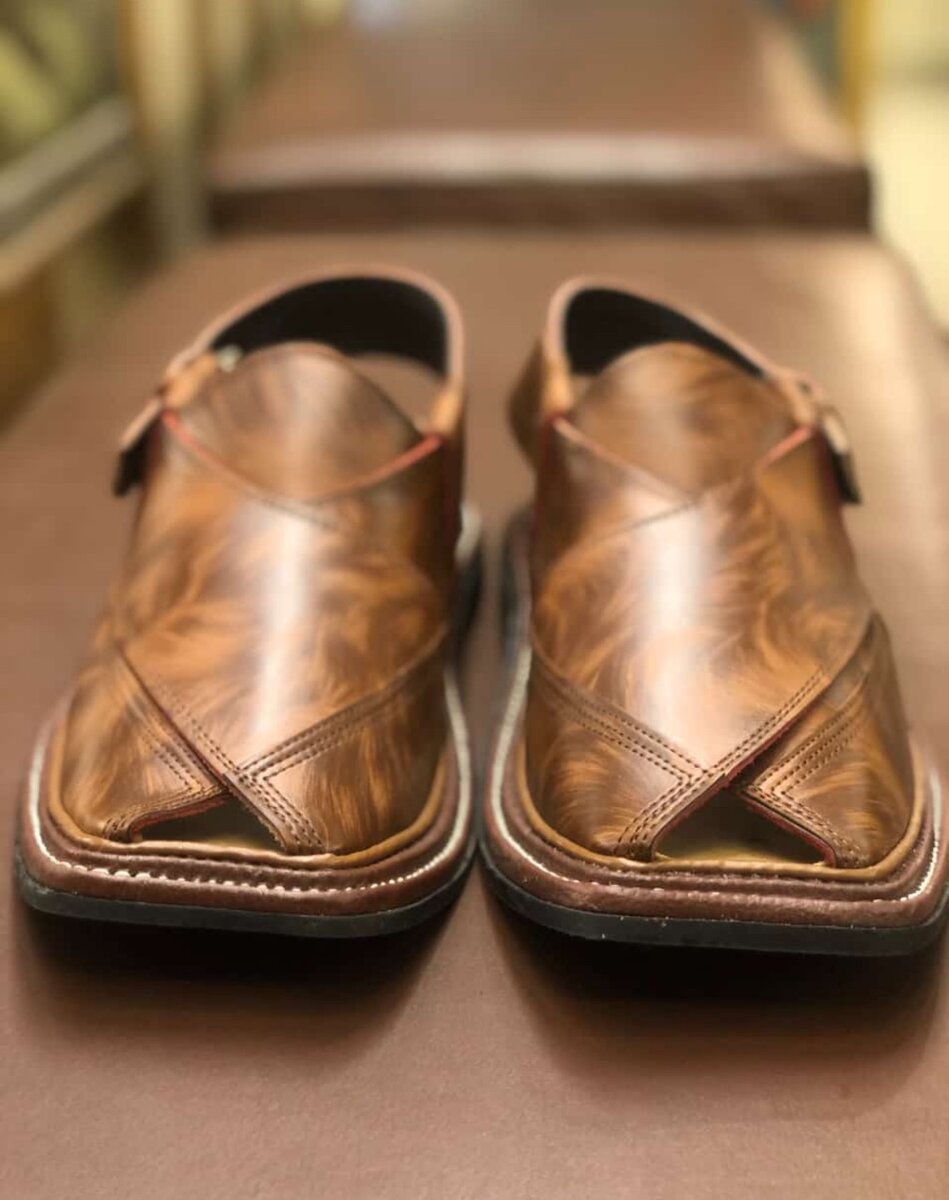 Peshawari Chappal Triple Gair Pure Leather Double Shade