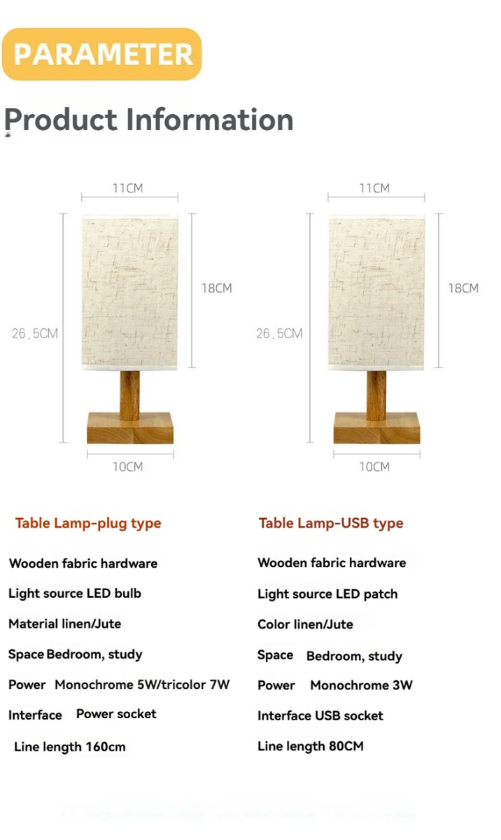 Lampe de table moderne en lin