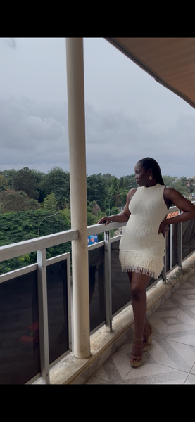 Elegant White Fringe Dress