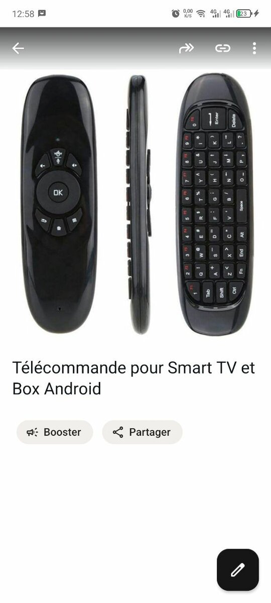 Télécommande air mouse Smart TV