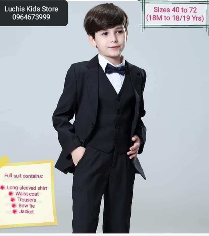 5 Pcs Smart suits(Long sleeved shirt,waist coat,trousers,bow tie,jacket)