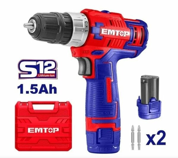 Perceuse-visseuse sans fil EMTOP 12V