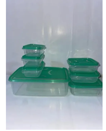 7 piece Bowl Set Best Quality Transparent Square Shaped Plastic Mini Box With Lid with different sizes and shapes for (7 in 1)