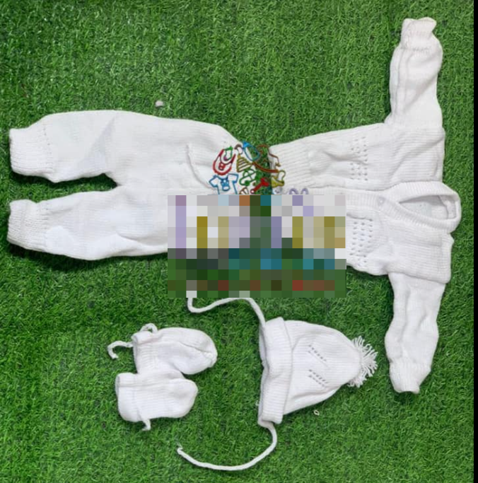 Knitted set for a newborn, white