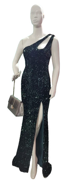 Robe soirée paillettes asymétrique