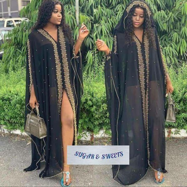 Robe Kaftan Noir Élégant