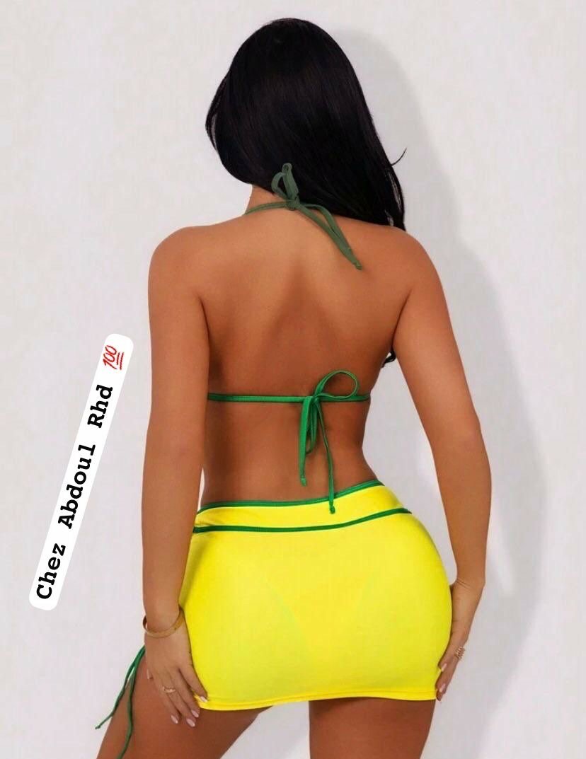 Vibrant Yellow Green Bikini Set
