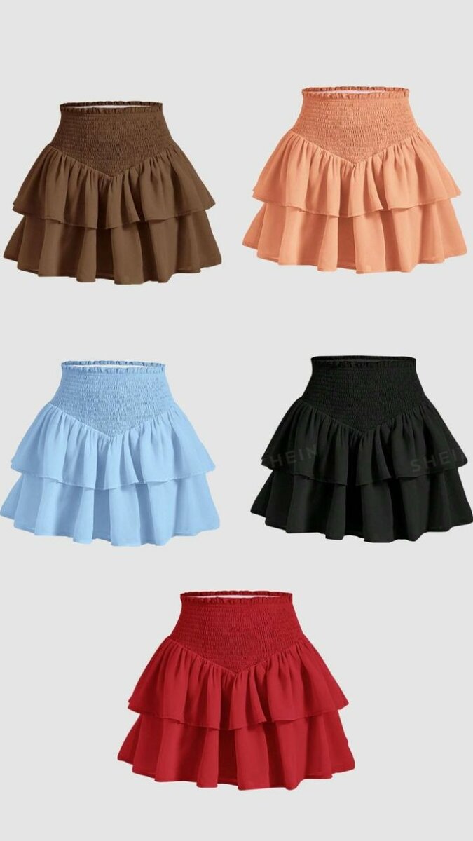 Jupe évasée à volants