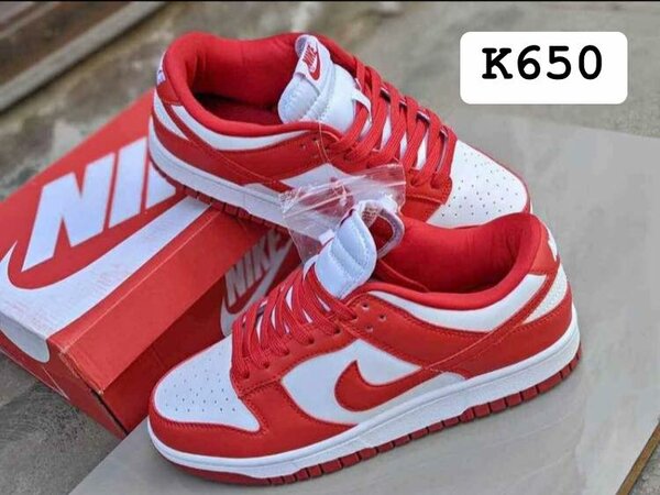 red and white nike sneakers