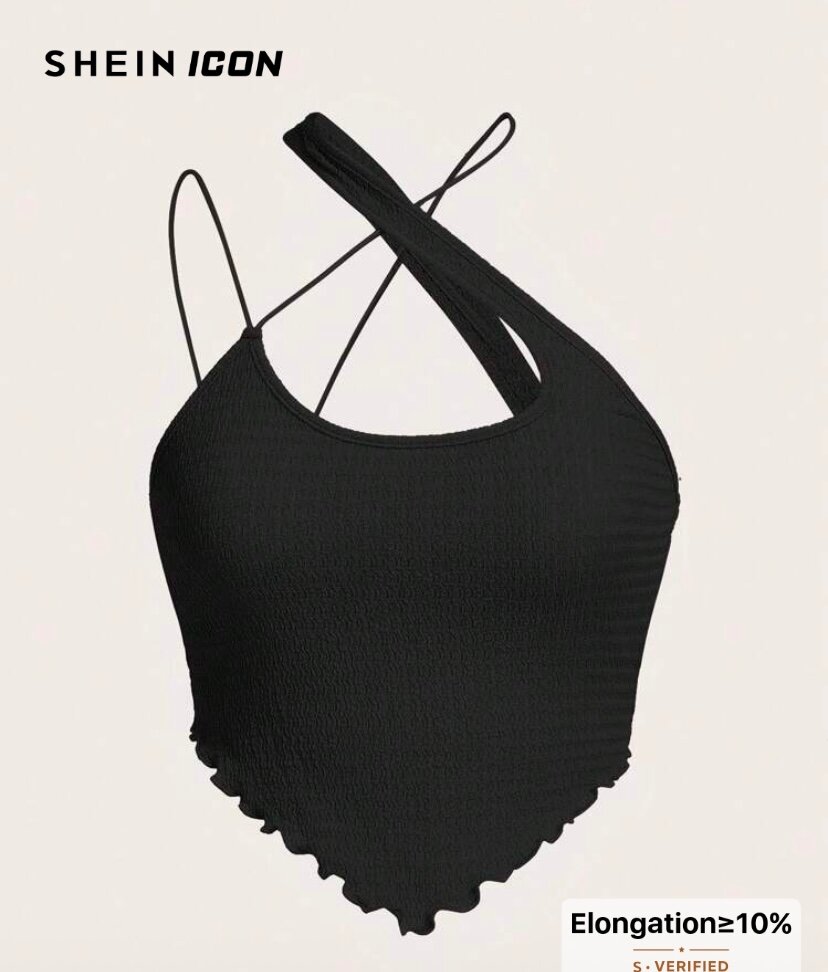 Top noir asymétrique tendance