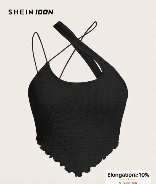 Top noir asymétrique tendance