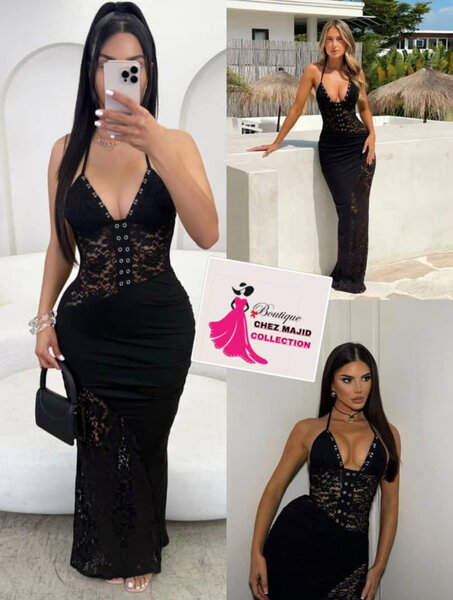 Robe Noire Élégante en Dentelle