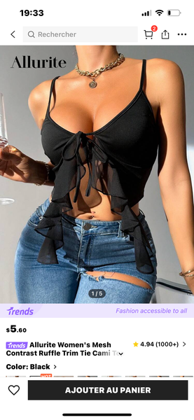 Cami noir à volants