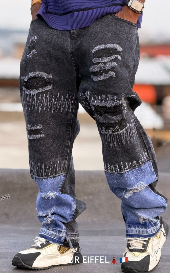 Jeans streetwear patchwork