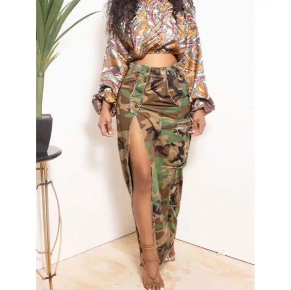 Street wear Cargo Camouflage skirt