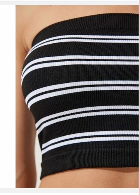 Top bandeau rayé noir
